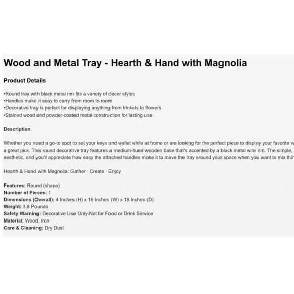 Hearth & Hand with Magnolia Metal Wood Serving Tray - Picture 3 of 6